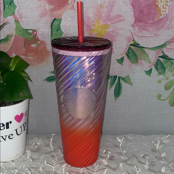 Starbucks Other - Starbucks Red and Purple Swirl Tumbler with Straw